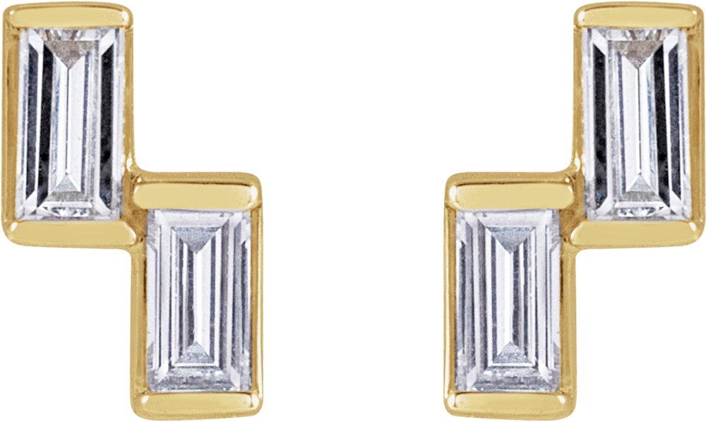 14K Yellow 1/4 CTW Natural Diamond Two-Stone Stud Earrings