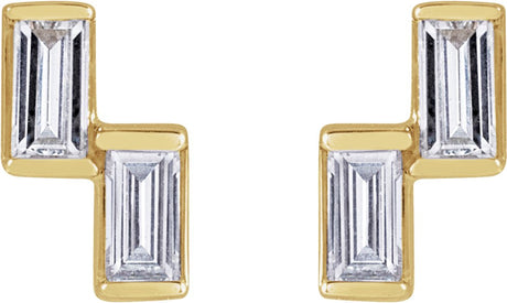 14K Yellow Gold 1/4 CTW Natural Diamond Two-Stone Stud Earrings