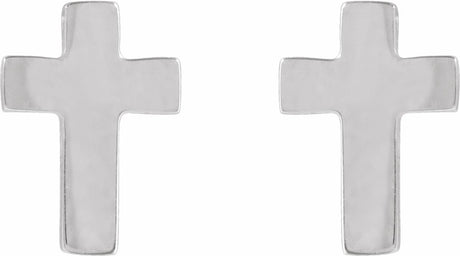 14K White Gold 7x5 mm Cross Earrings