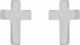 14K White Gold 7x5 mm Cross Earrings