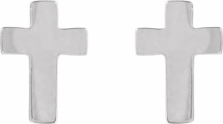 14K White 7x5 mm Cross Earrings