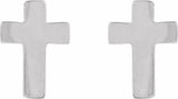 14K White 7x5 mm Cross Earrings