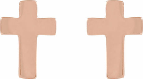 14K Rose 7x5 mm Cross Earrings