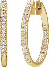 14K Yellow 3/4 CTW Natural Diamond Inside-Outside 26.7 mm Hoop Earrings