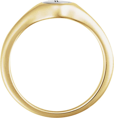 14K Yellow/White Engravable Round Signet Ring