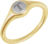 14K Yellow/White Engravable Round Signet Ring