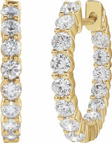 14K Yellow Gold 2 CTW Lab-Grown Diamond Inside-Outside Hinged 20 mm Hoop Earrings