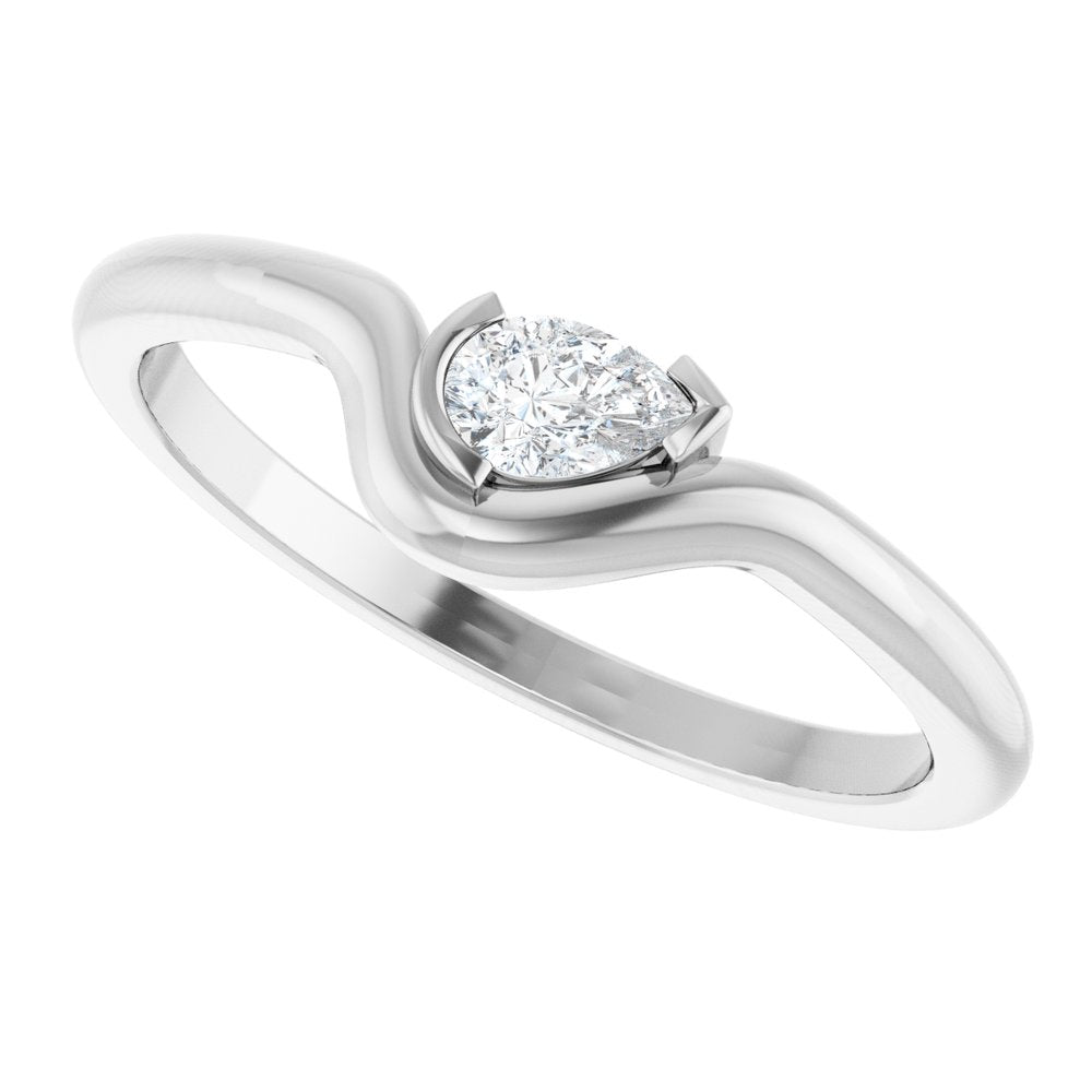 14K White 1/6 CT Natural Diamond Ring