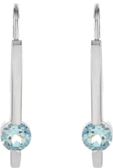 14K White Natural Aquamarine Bar Earrings