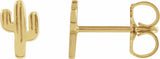 14K Yellow Gold Cactus Earrings