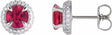 14K White Lab-Grown Ruby & 1/2 CTW Lab-Grown Diamond Halo-Style Earrings