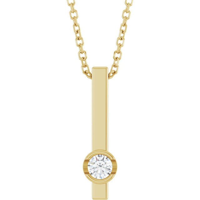 14K Yellow 1/10 Natural Diamond Bar 16-18" Necklace