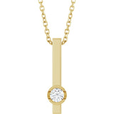 14K Yellow Gold 1/10 Natural Diamond Bar 16-18" Necklace