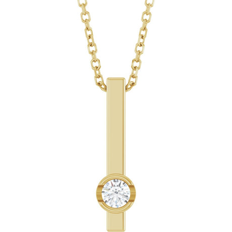 14K Yellow Gold 1/10 Natural Diamond Bar 16-18" Necklace