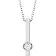 14K White 1/10 Natural Diamond Bar 16-18" Necklace