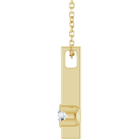 14K Yellow Gold 1/10 Natural Diamond Bar 16-18" Necklace