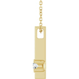14K Yellow Gold 1/10 Natural Diamond Bar 16-18" Necklace