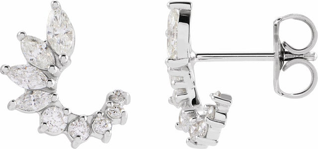 14K White 1/2 CTW Natural Diamond Front-Back Earrings