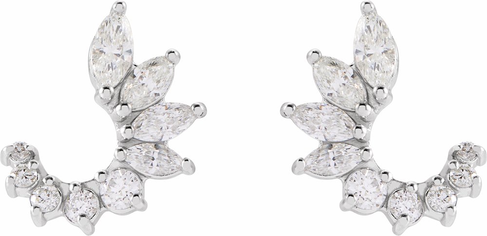 14K White 1/2 CTW Natural Diamond Front-Back Earrings