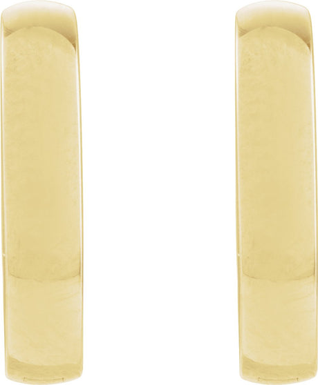 14K Yellow Gold Elongated Domed 14 mm Hoop Earrings