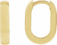 14K Yellow Gold Elongated Domed 14 mm Hoop Earrings