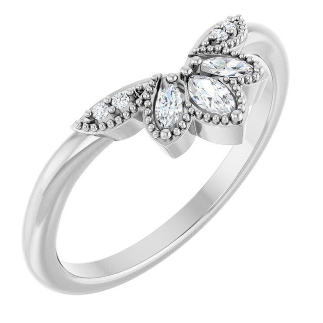 14K White Gold 1/8 CTW Natural Diamond Contour Band