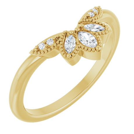 14K Yellow Gold 1/8 CTW Natural Diamond Contour Band