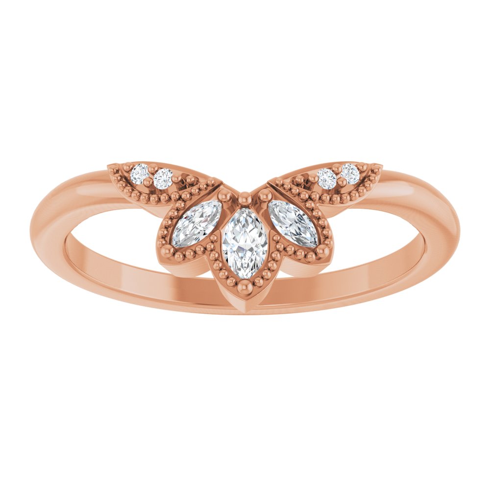 14K Rose Gold 1/8 CTW Natural Diamond Contour Band