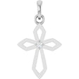 Sterling Silver .02 CT Natural Diamond Cross Pendant