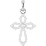 Sterling Silver .02 CT Natural Diamond Cross Pendant