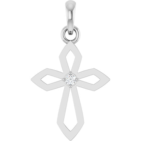 Sterling Silver .02 CT Natural Diamond Cross Pendant