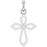Sterling Silver .02 CT Natural Diamond Cross Pendant