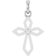 14K White .02 CT Natural Diamond Cross Pendant