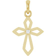 14K Yellow .02 CT Natural Diamond Cross Pendant