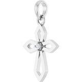Sterling Silver .02 CT Natural Diamond Cross Pendant