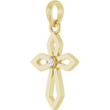 14K Yellow .02 CT Natural Diamond Cross Pendant