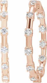 14K Rose 1 CTW Lab-Grown Diamond Inside-Outside 25.1 mm Hoop Earrings