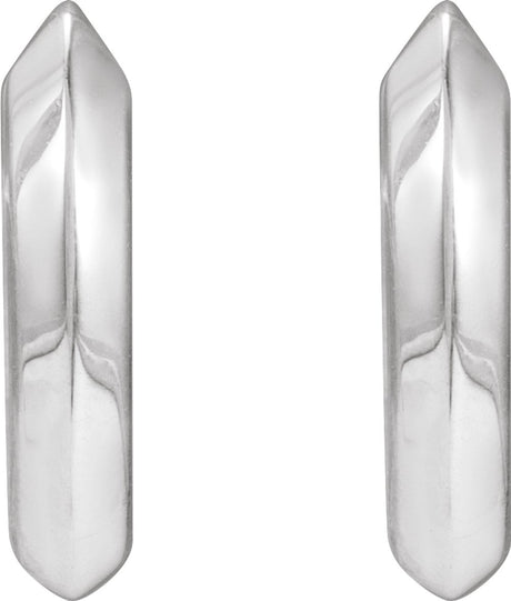 14K White Knife-Edge Hinge 10 mm Hoop Earrings