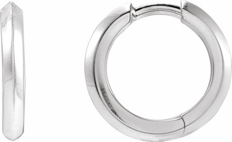 14K White Knife-Edge Hinge 15 mm Hoop Earrings