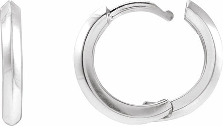 14K White Knife-Edge Hinge 15 mm Hoop Earrings