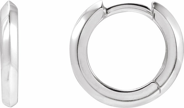 14K White Gold Knife-Edge Hinge 12.5 mm Hoop Earrings