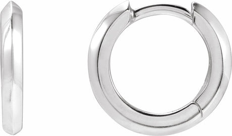 14K White Knife-Edge Hinge 12.5 mm Hoop Earrings