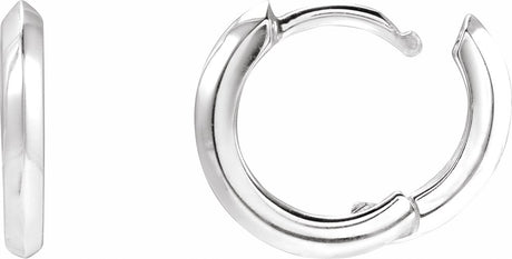 14K White Gold Knife-Edge Hinge 12.5 mm Hoop Earrings
