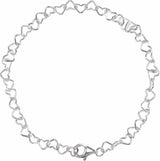 Sterling Silver 4.5 mm Heart 7 1/4" Chain