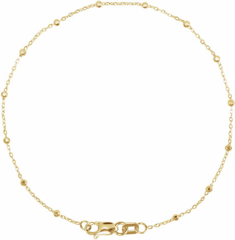 14K Yellow .85 mm Faceted Beaded Cable 7" Chain