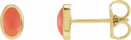 14K Yellow Gold Natural Pink Coral Earrings