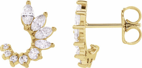 14K Yellow 1/2 CTW Natural Diamond Front-Back Earrings