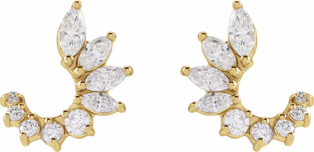 14K Yellow 1/2 CTW Natural Diamond Front-Back Earrings