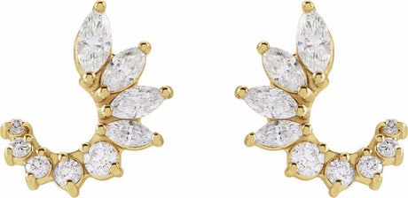 14K Yellow 1/2 CTW Natural Diamond Front-Back Earrings