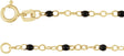 14K Yellow Gold 2 mm Adjustable Black Enamel Bead 9-10" Chain